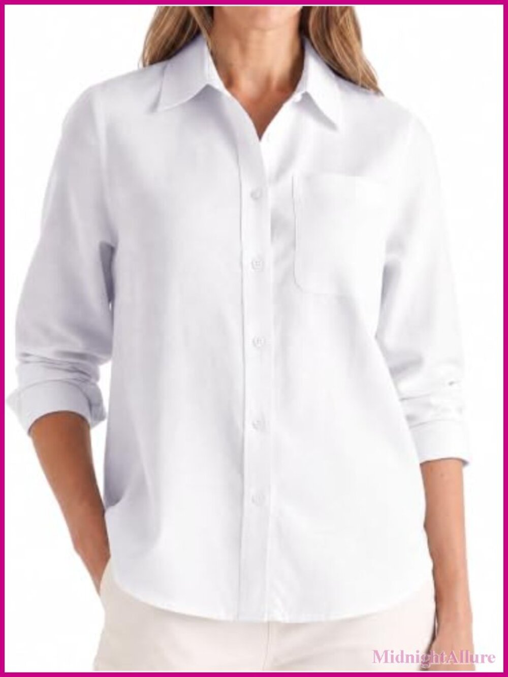 Women's 100% Cotton Oxford Long Sleeve Button Down Shirt Classic Fit Blouse